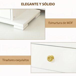 Caja Joyero de 4 Niveles, Joyero Mujer Organizador Grande con 2 Cajones, Espejo, Puertas Laterales Giratorias con Ganchos, para Pendientes, Anillos, Collares, Blanco