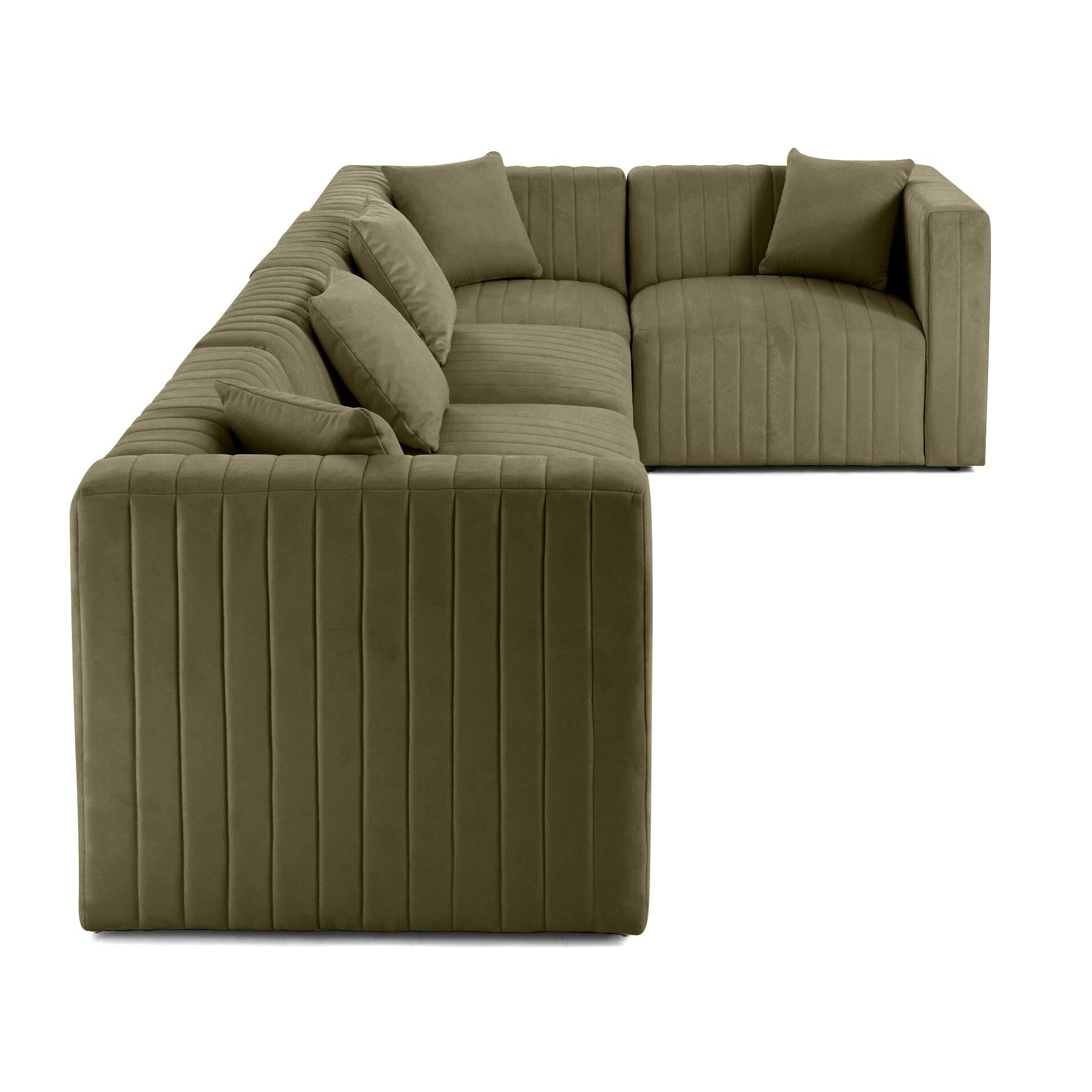 Nova - canapé modulable d'angle réversible - 6 places - en velours - Vert