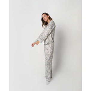 Pijama largo camisero viscosa classic azul grisáceo