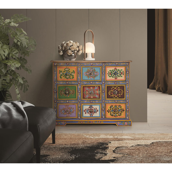 Muebles Auxiliare de Madera de Mango, Mdf 70 Cm Estilo Étnico