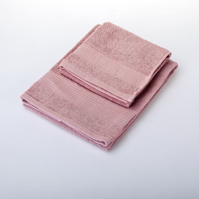 UNO CASA DESIGN Coppia Asciugamano + Ospite Julia in Spugna di Puro Cotone 500 gr/mq