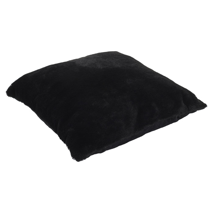 Coussin Imit Fourrure Opulence Noir 40x40cm