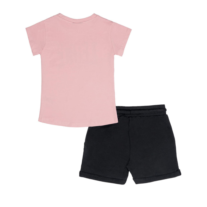 Leone Conjunto camiseta y pantalón corto de algodón Shiny para niña