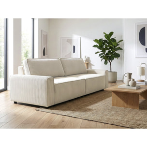 Canapé convertible en velours côtelé "Montaigne" -3 places - Beige