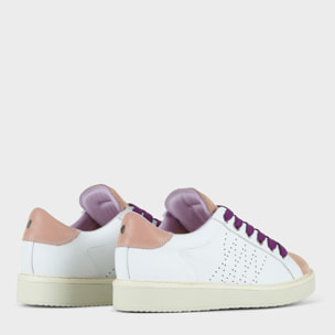 SCARPA ALLACCIATA P01 DONNA IN PELLE E SUEDE BIANCO-ROSA CIPRIA-VIOLA PANSE'