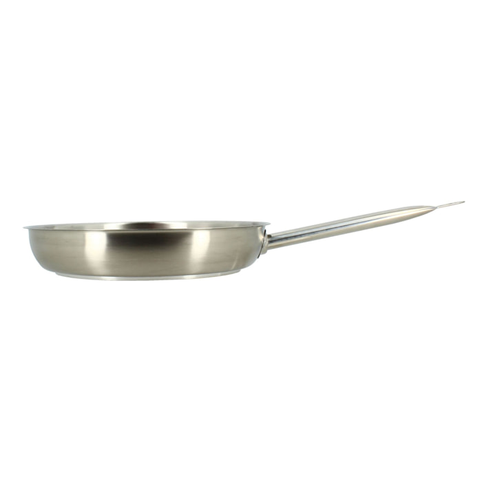 Poêle professionnelle en acier inoxydable 28cm - tous feux PROFESSIONNEL