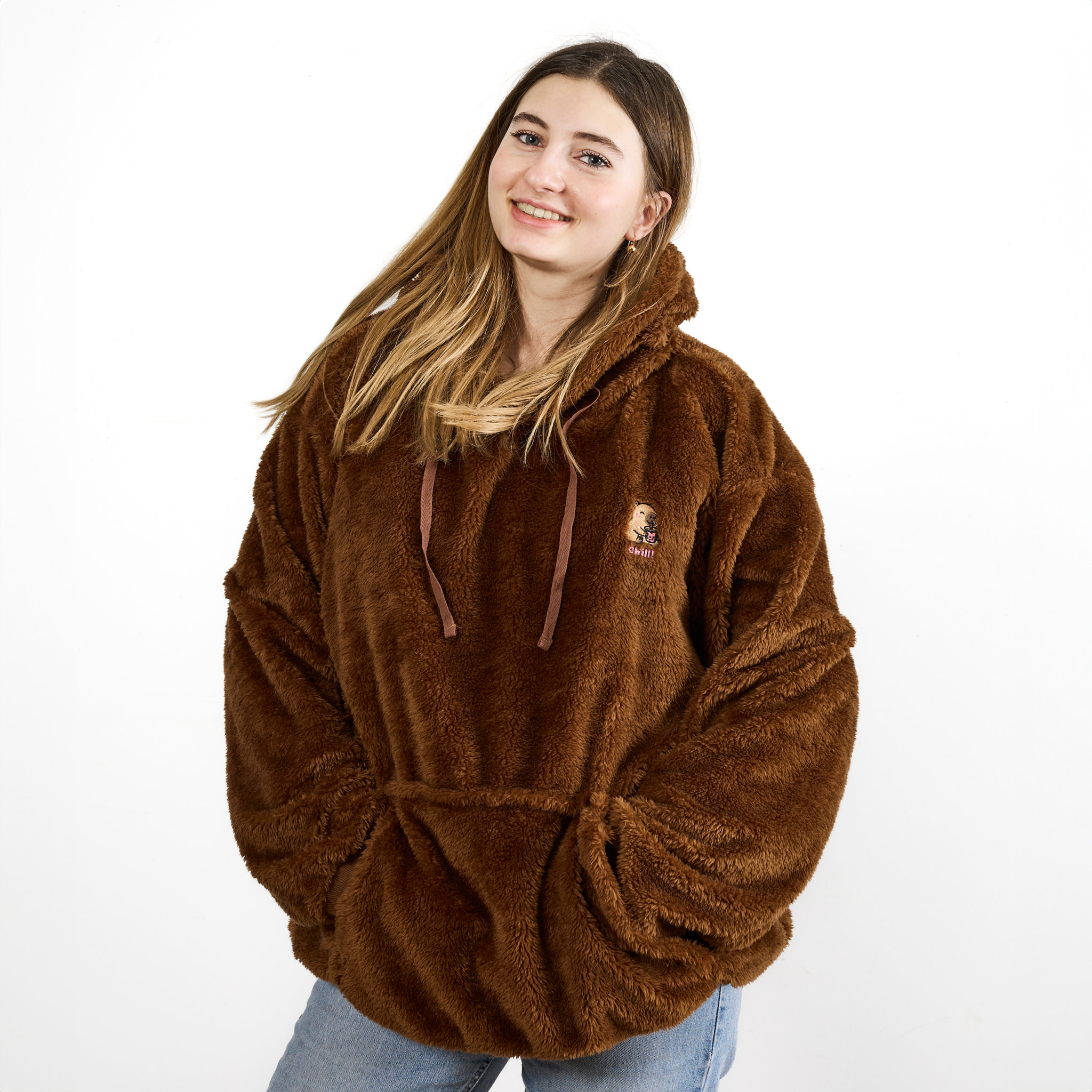 Sweat Plaid - THE CONCEPT FACTORY - Capuche - Sherpa - Marron