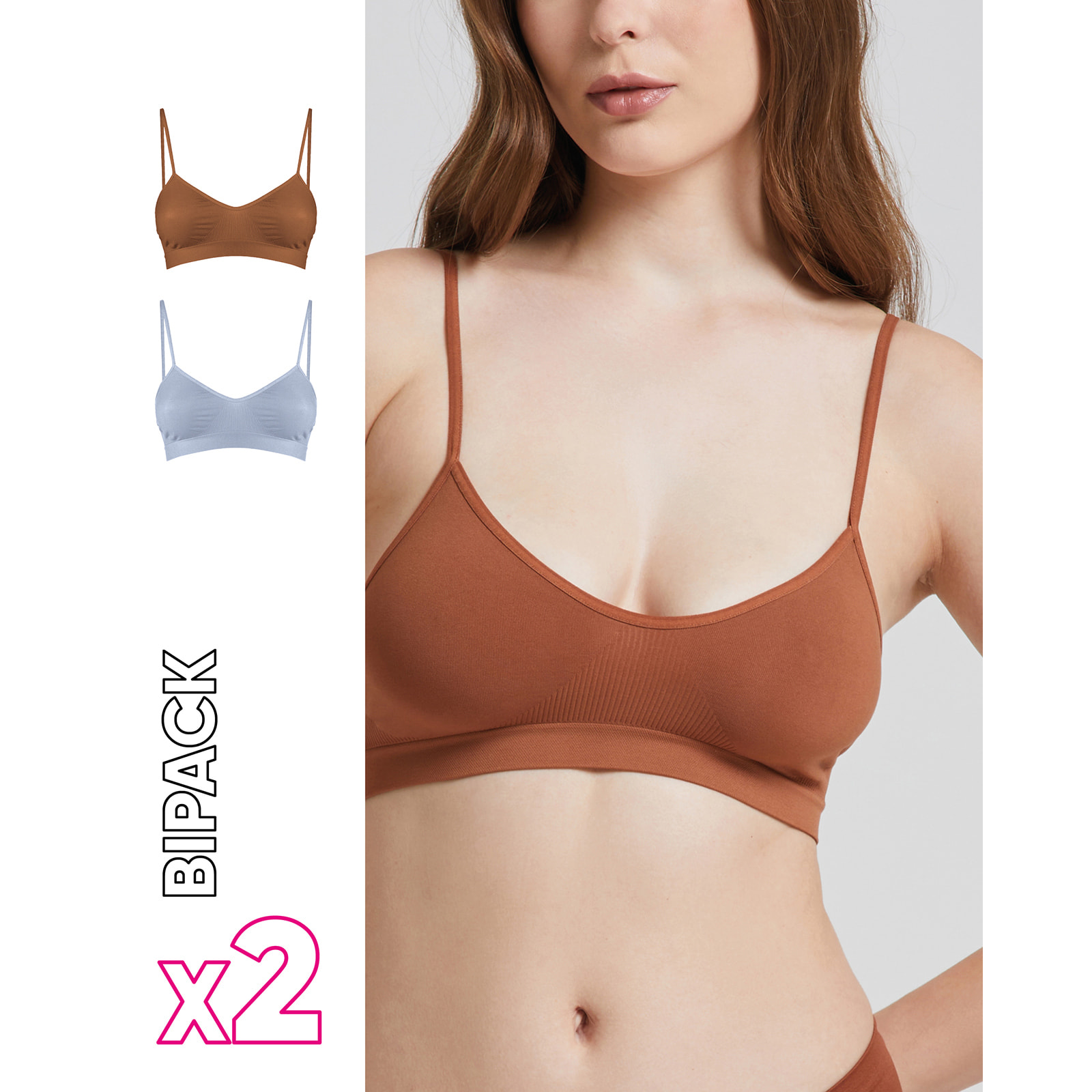 Brassiere seamless con spalline sottili X2