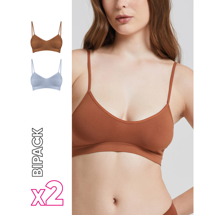 Brassiere seamless con spalline sottili X2