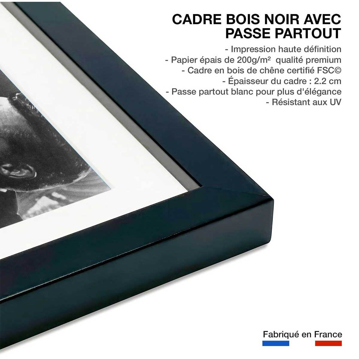 Affiche cinéma - Cary Grant et Grace Kelly La main au collet , 1955 Affiche + cadre en bois - Noir