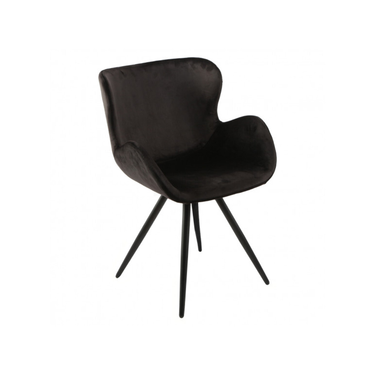 Chaise en velours avec piètement en métal noir - LILOU