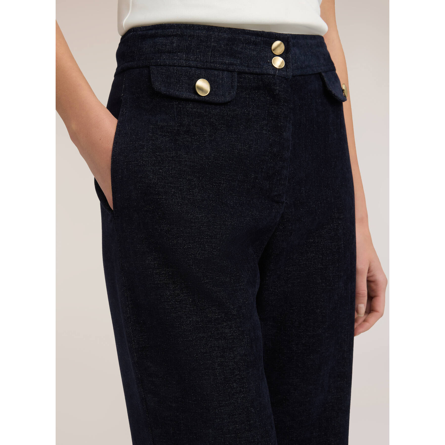Motivi - Pantaloni palazzo in velluto liscio - Blu