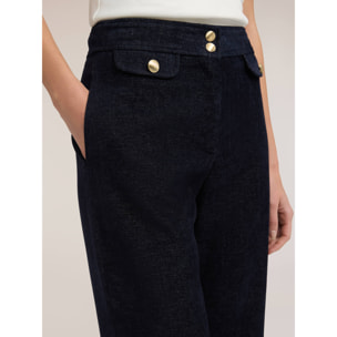 Motivi - Pantaloni palazzo in velluto liscio - Blu