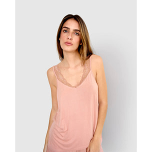 Pigiama in rayon semplice con spalline in pizzo