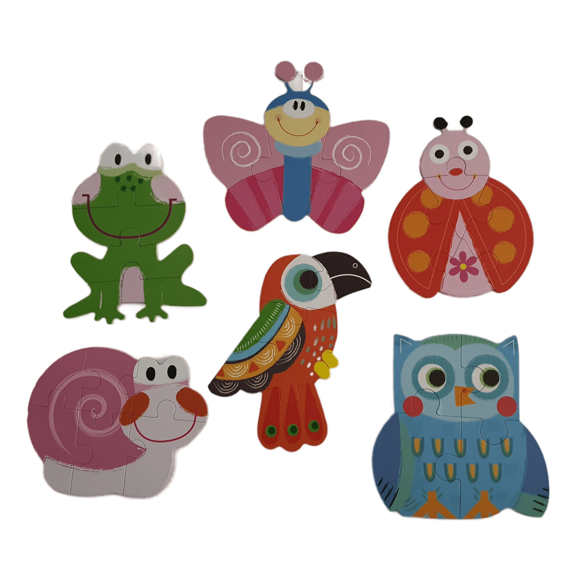 PUZLES MÚLTIPLES 6 EN 1: INSECTOS Y ANIMALES 3 a 6pcs/puzle (CAJA METÁLICA)