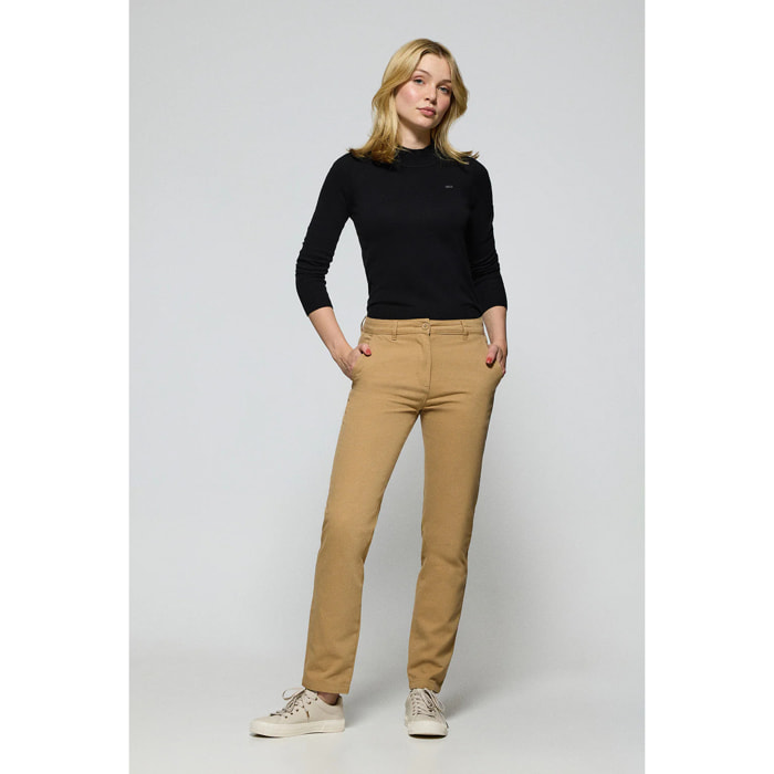 Pantaloni chino May color sabbia con ricamo sulla tasca minimal Polo Club sulla tasca