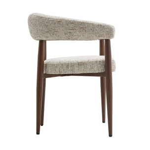 Nour - lot de 2 fauteuils en tissu moucheté - pieds en métal effet bois - Beige