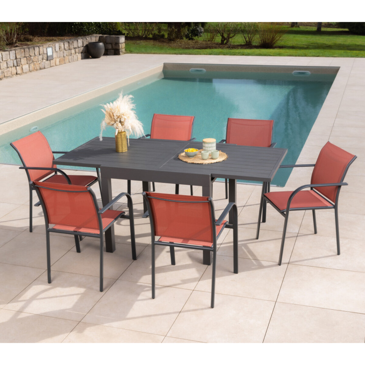 Ensemble table et chaises de jardin  - terracotta - HONFLEUR BEZIERS