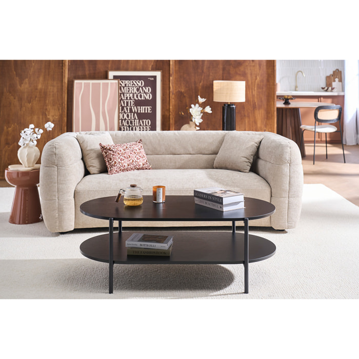 Table basse ovale finition bois clair chêne et métal L115 cm BRUNA