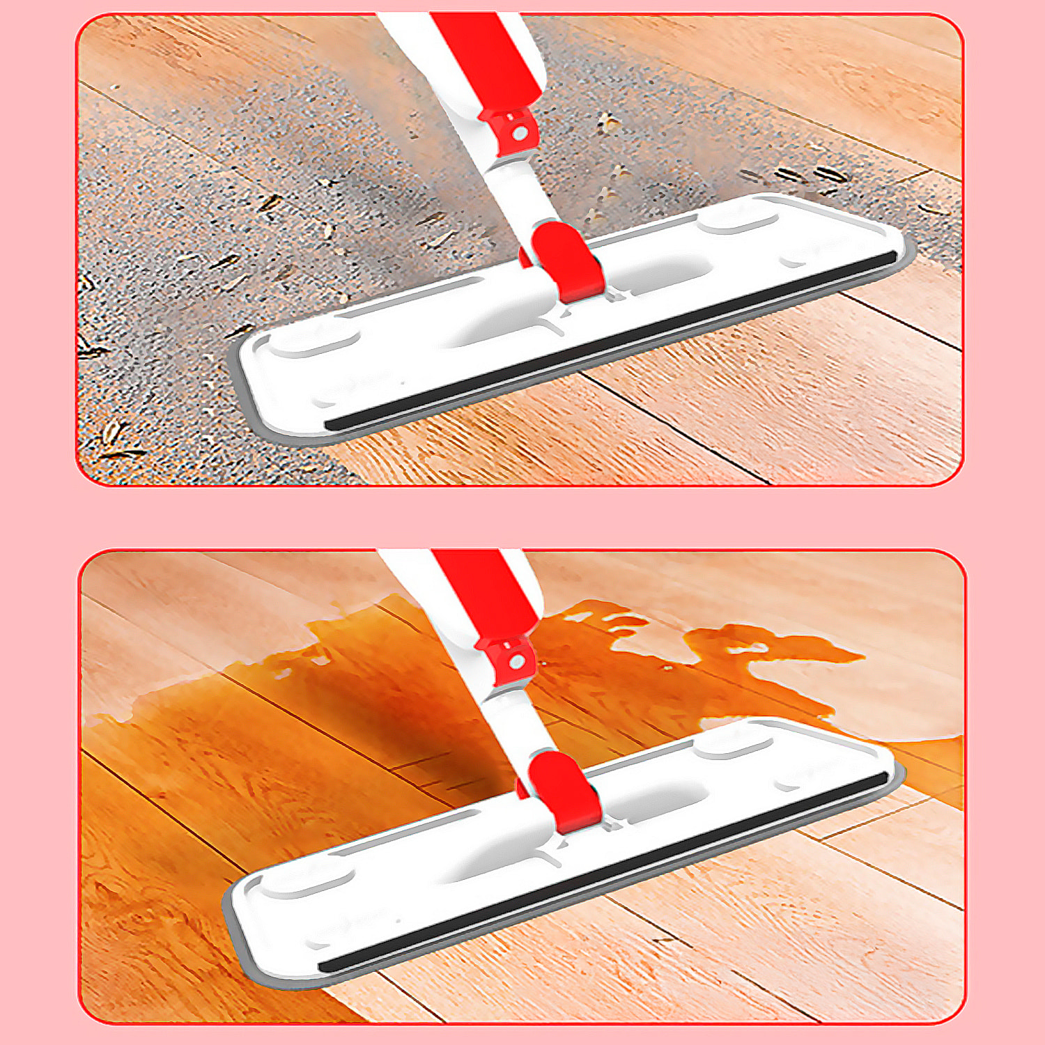 Mopa con pulverizador, depósito de líquido y cabezal giratorio 360º.