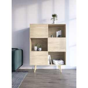 Estantería librería Nordic melamina roble claro 131x100x30 cm