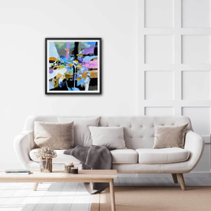 Affiche abstraite reminescence en arc-en-ciel Affiche + cadre en bois - Noir