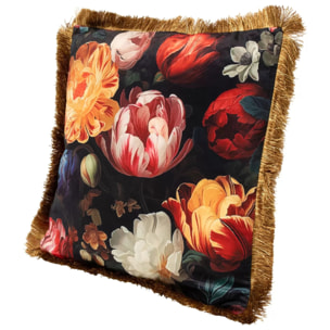 Coussin à franges pivoines Kare Design
