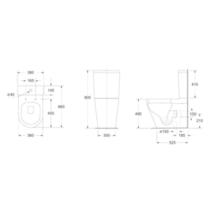 Brevis Combi WC à poser sans bride en céramique avec abattant SoftClose, blanc (SATBRE32)