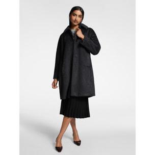 Elena Mirò - Abrigo cocoon con cuello - Negro