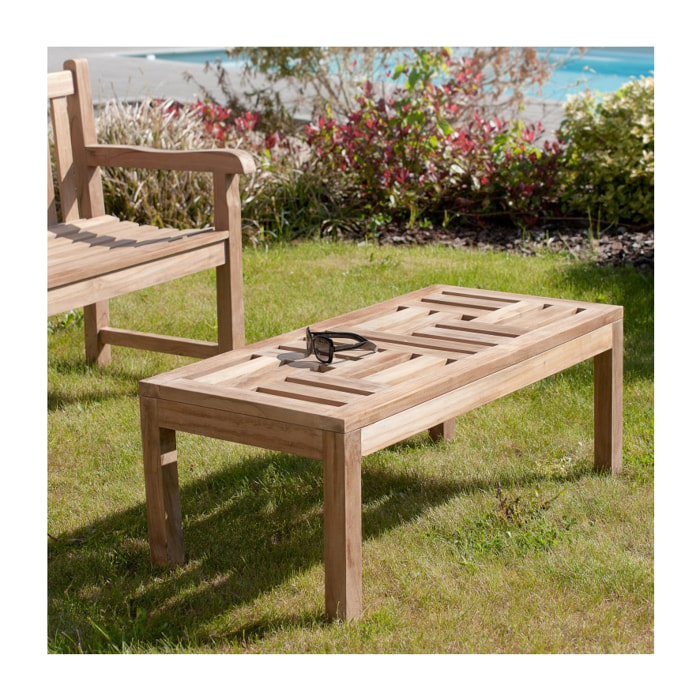 HARRIS - Table basse de jardin rectangulaire 100x50cm en bois Teck