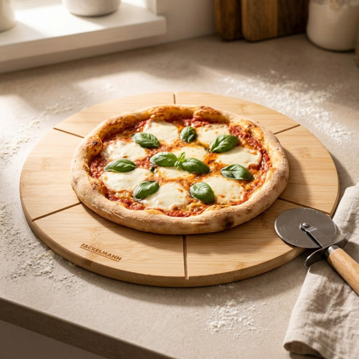 Planche à pizza avec rainures de coupe, Ø 32 cm