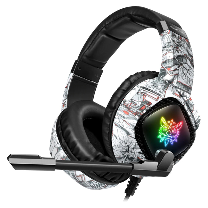 Cuffie Onikuma K19. Cuffie da gioco con microfono, connessione minijack, luci LED. PC, PS4, Xbox One, cellulare, tablet.
