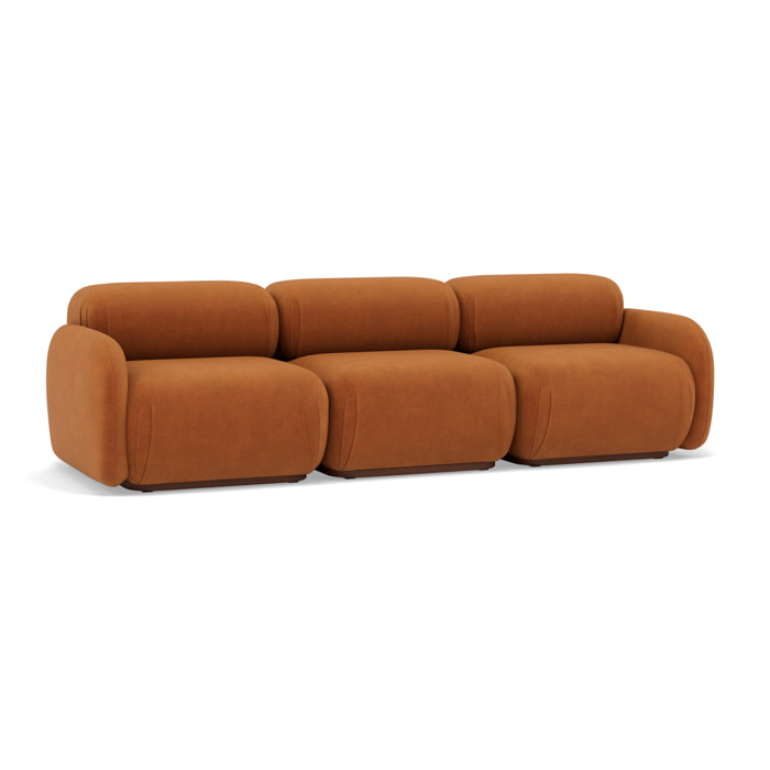 Penelope - canapé droit modulable 3 places en velours texturé - Terracotta