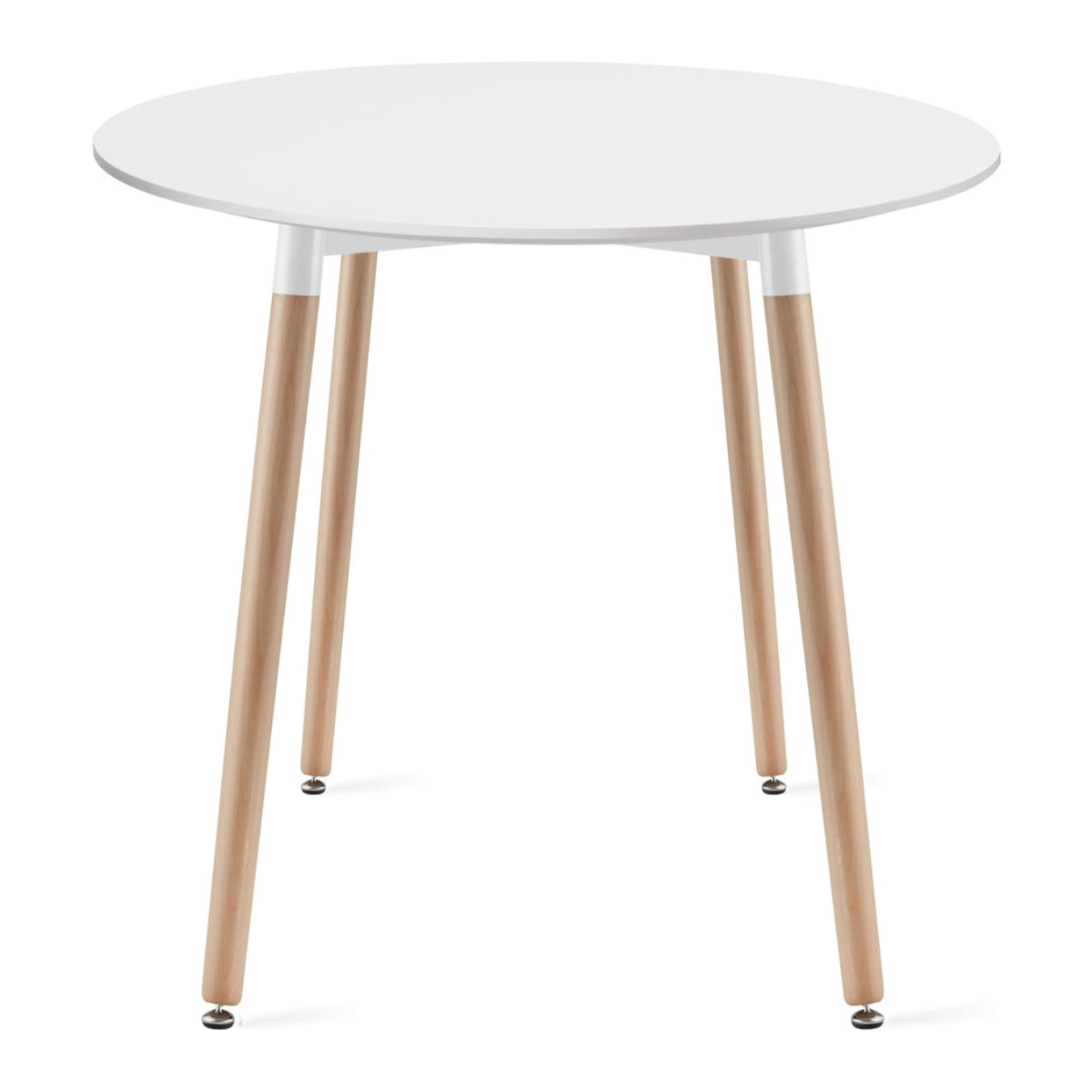Tavolo da pranzo rotondo Kami bianco con gambe in faggio
