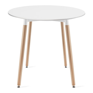Tavolo da pranzo rotondo Kami bianco con gambe in faggio