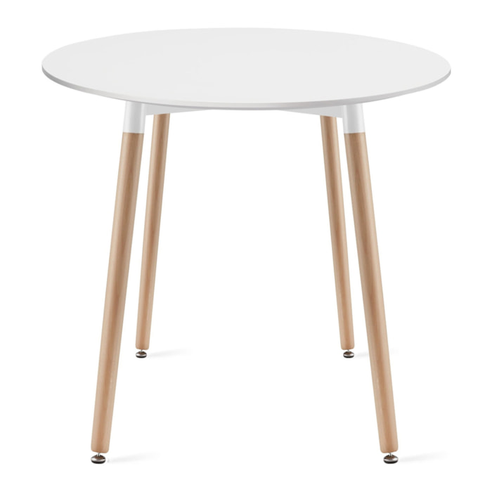 Tavolo da pranzo rotondo Kami bianco con gambe in faggio