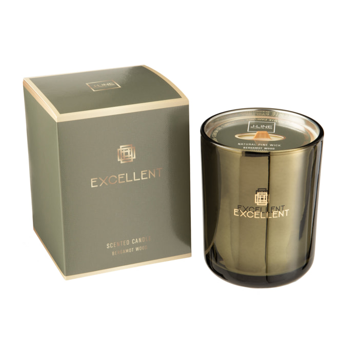 J-Line bougie parfumée Excellent - Bergamot Wood - verre - vert - medium - 80H