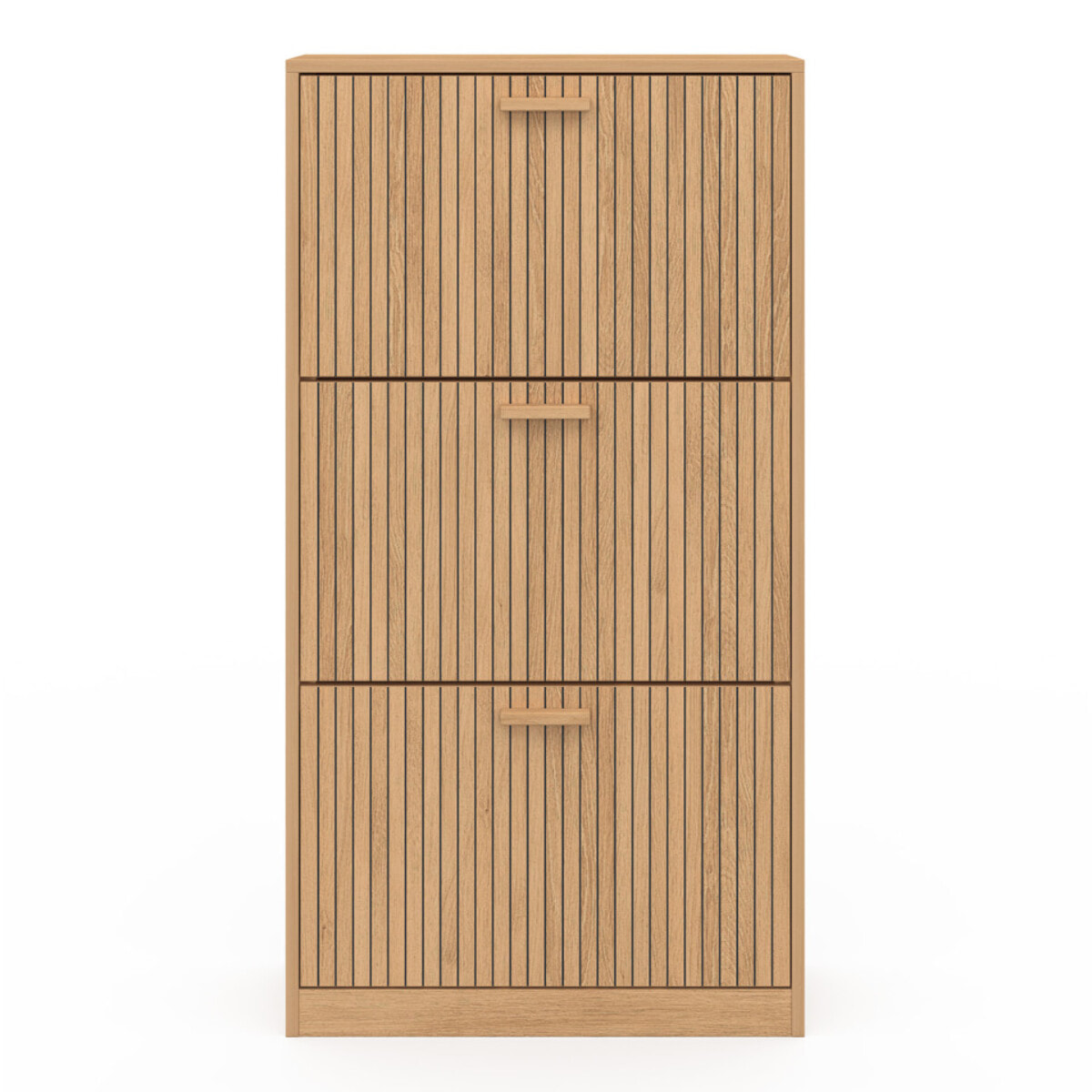 Meuble à chaussures Faustine 3 portes effet lattes - 18 paires