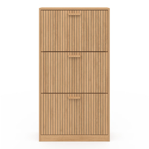 Meuble à chaussures Faustine 3 portes effet lattes - 18 paires
