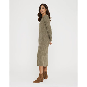 Vestido Largo Rib Mangas - Tidae