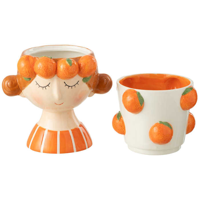 J-Line cache-pot 2 Parties Fille - céramique - orange