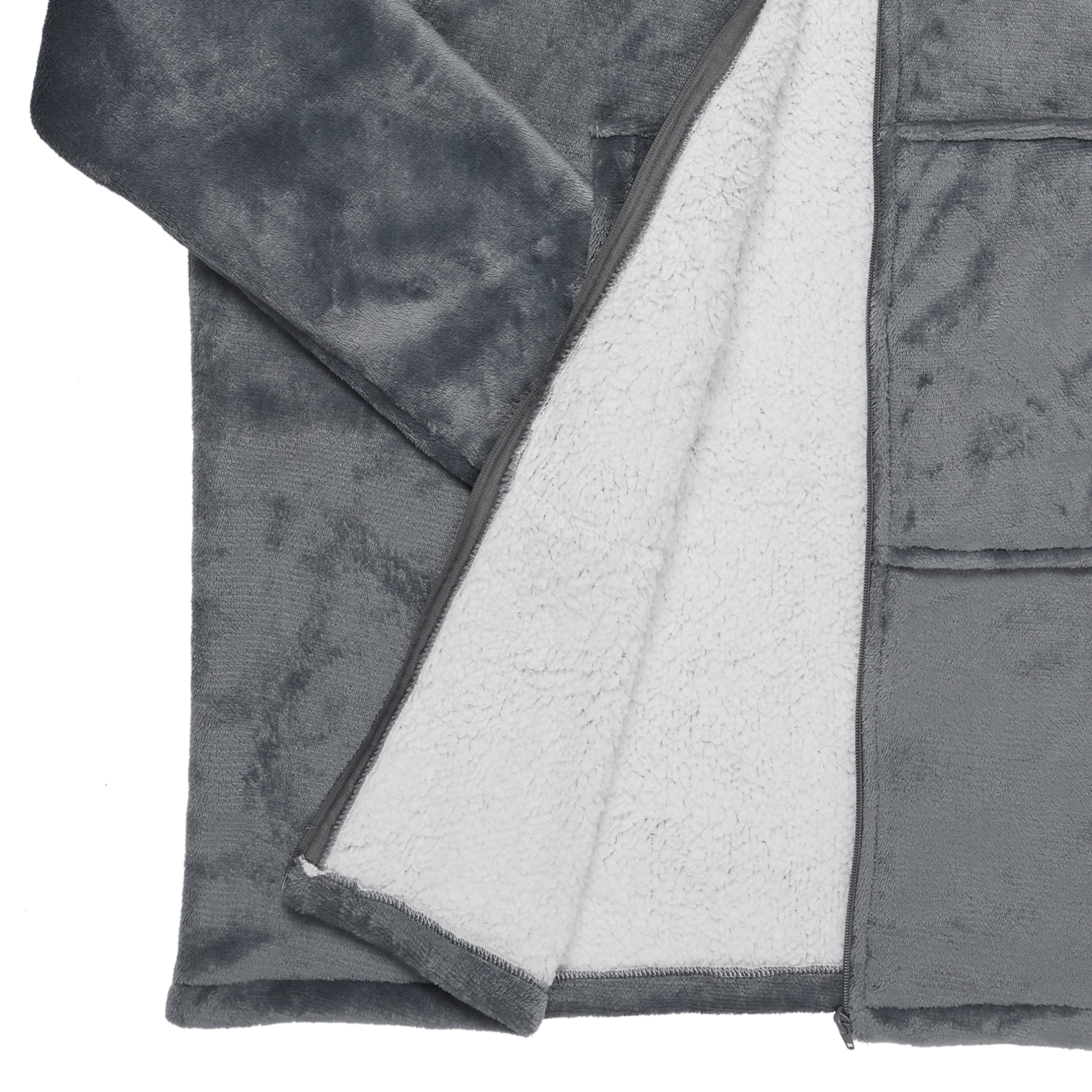 Plaid - HOME DECO FACTORY - Ultraconfortable - Sherpa - Gris et blanc