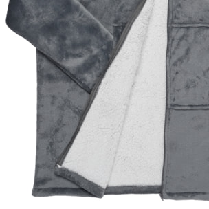 Plaid - HOME DECO FACTORY - Ultraconfortable - Sherpa - Gris et blanc