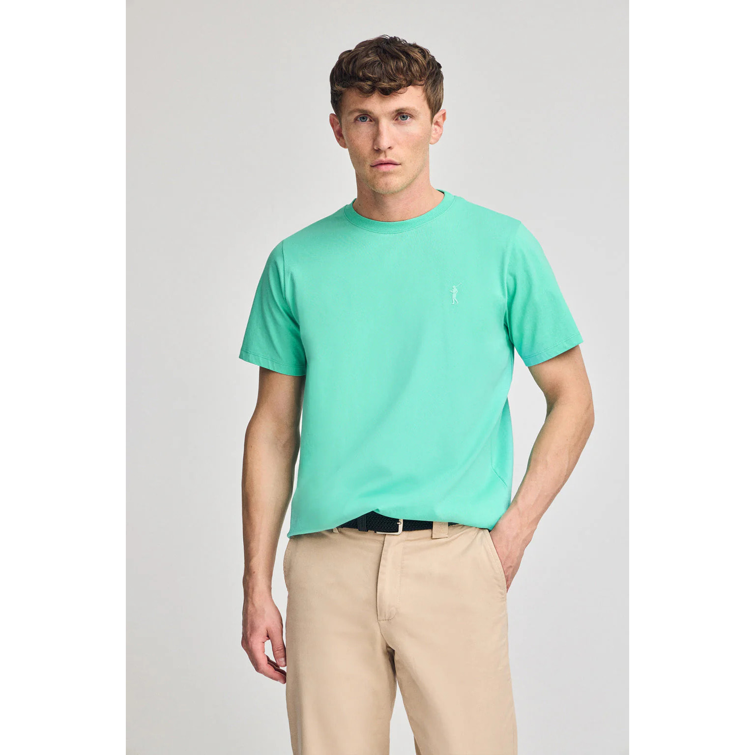 Maglietta acquamarina a girocollo e Rigby Go in gomma