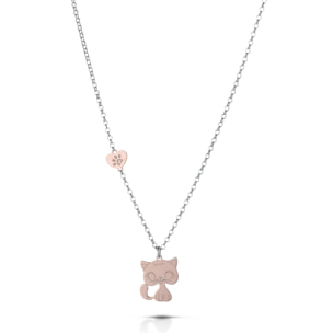 Collana Hiriwa 925 Gatto Argento Bicolore