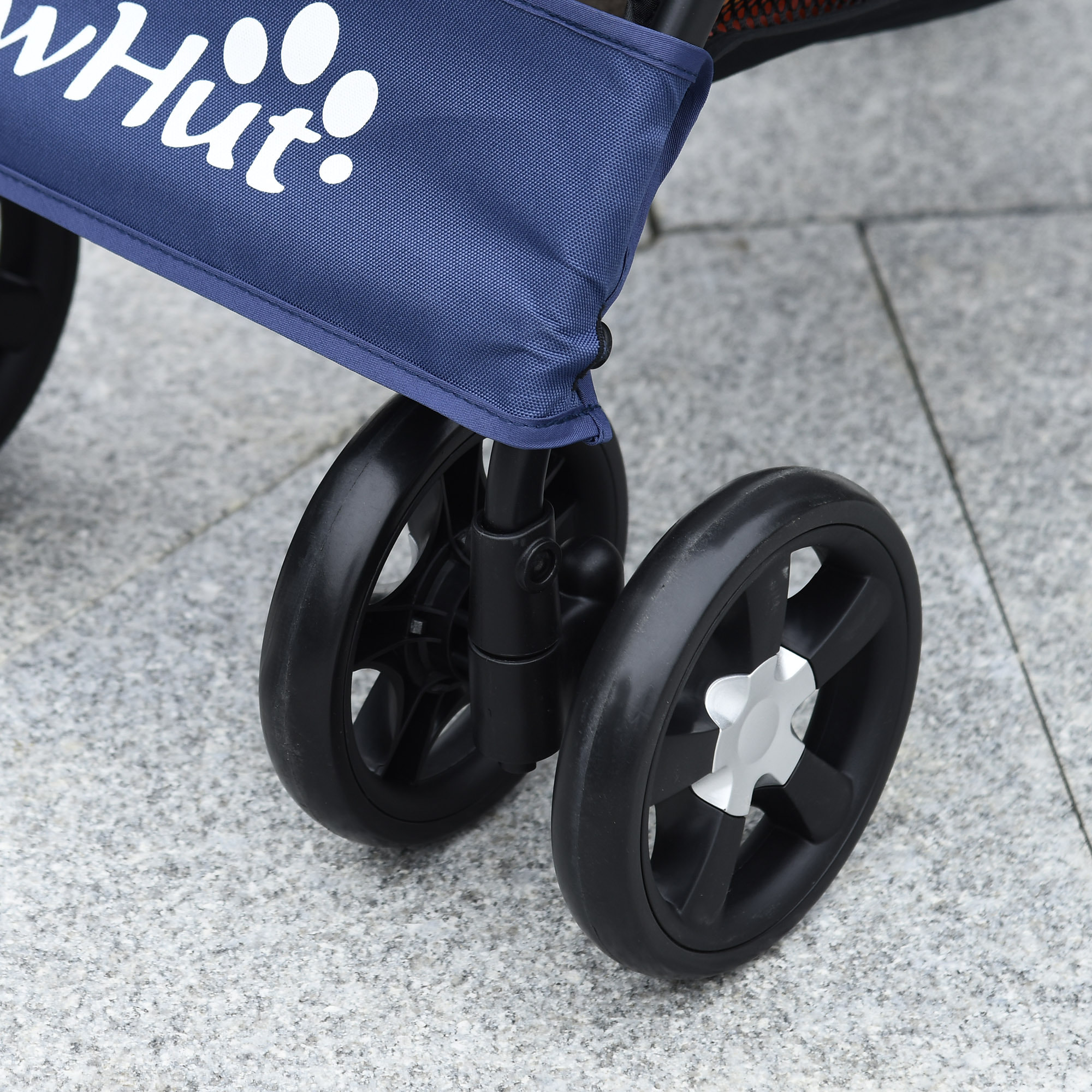 Carrito para Perros Plegable Cochecito para Mascotas Carrito para Perros Pequeños con Cesta de Almacenaje Capota Ajustable Ventana de Malla y 2 Ruedas Universales 81x48x99 cm Azul Oscuro