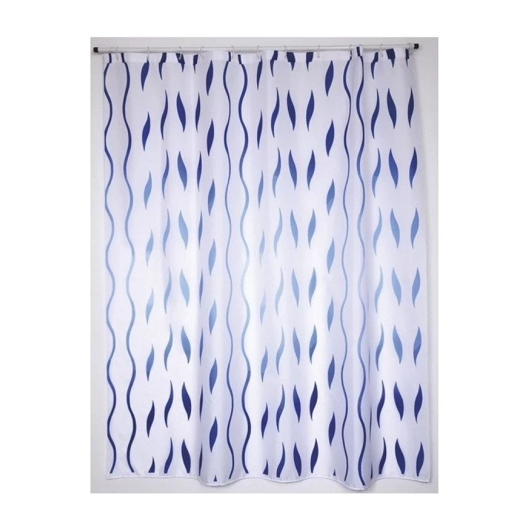 Rideau de douche SEVENTIES Polyester 180X200cm Bleu & Blanc - Anneaux inclus MSV