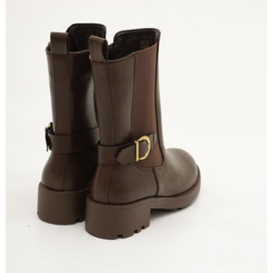 STIVALETTO ELASTICI FIBBIA MARRONE