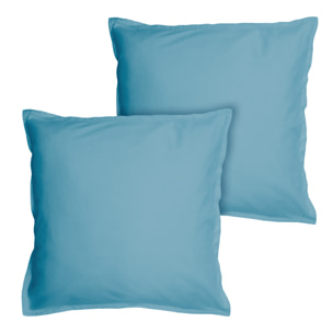 Set de 2 taies d'oreiller unies à volant, COTON LAVÉ