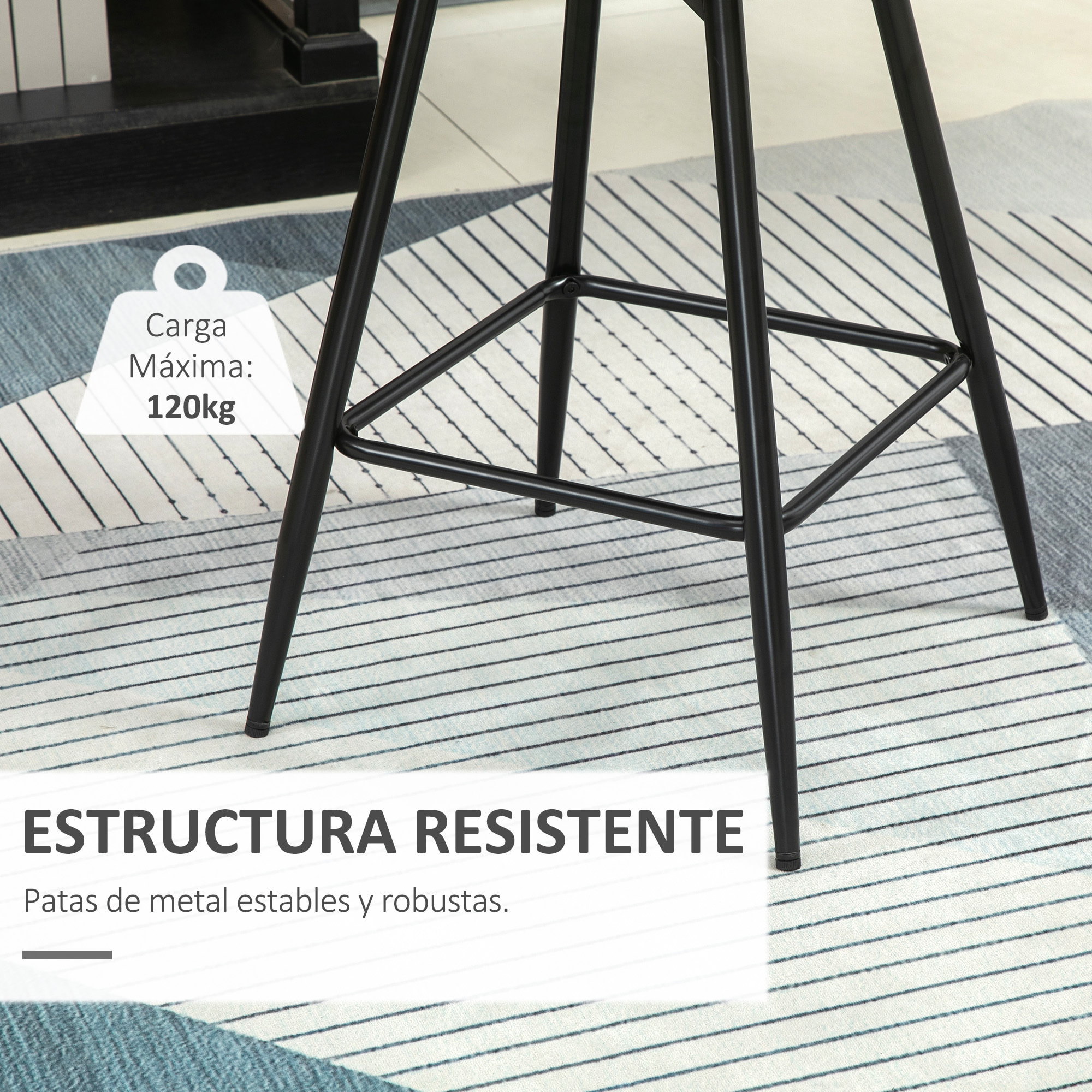 Conjunto de 2 Taburetes Altos de Cocina Sillas Altas de Cocina con Respaldo y Reposapiés Carga 120 kg para Bar Salón Comedor Crema